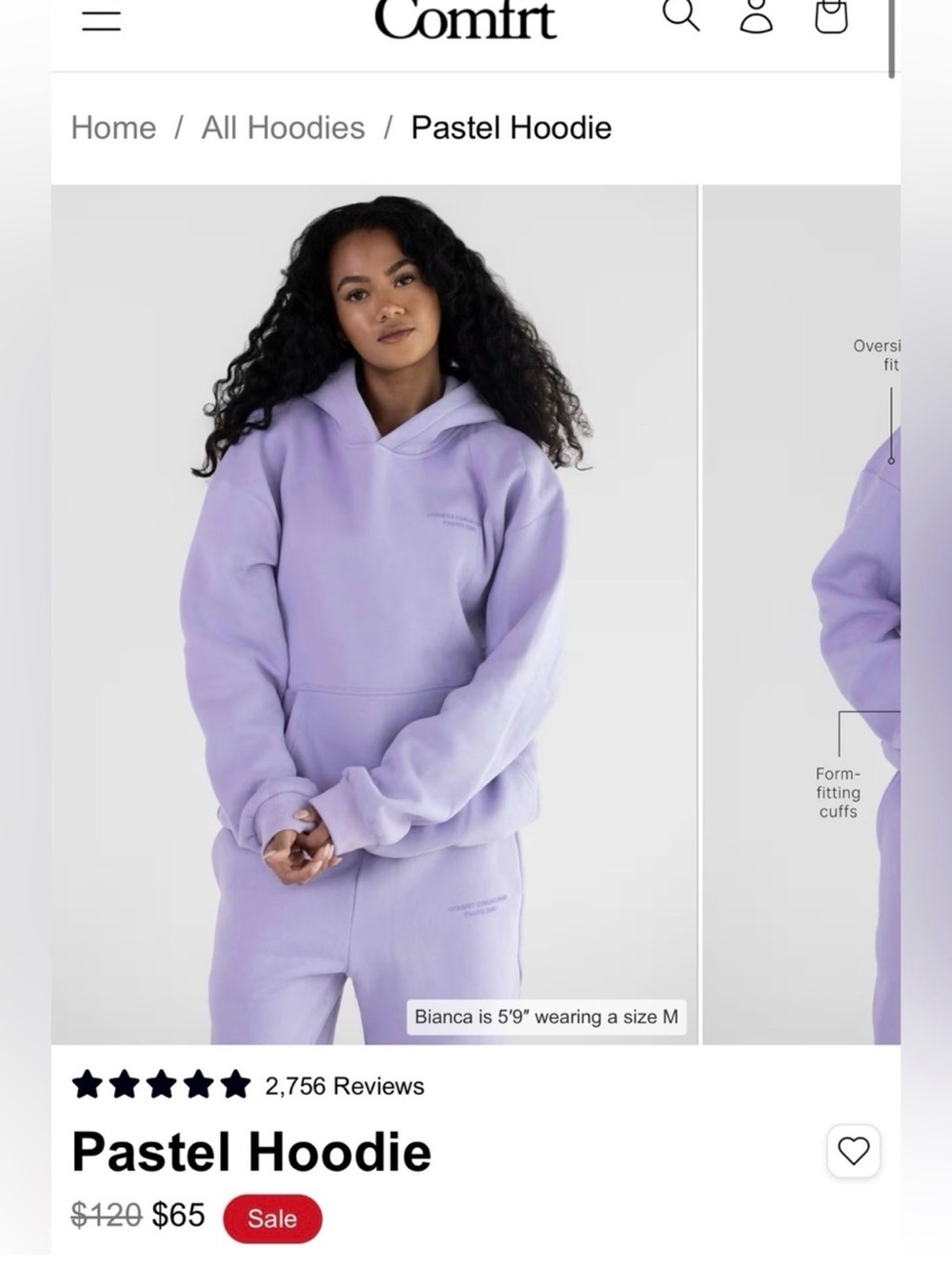 Comfrt Pastel Hoodie Unisex 2 XL Lavender Oversized NWT